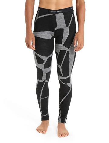 Icebreaker Merino 250 Vertex Thermal Leggings Fractured Landscapes Női Base Layers Fekete | HU 1879RVDW